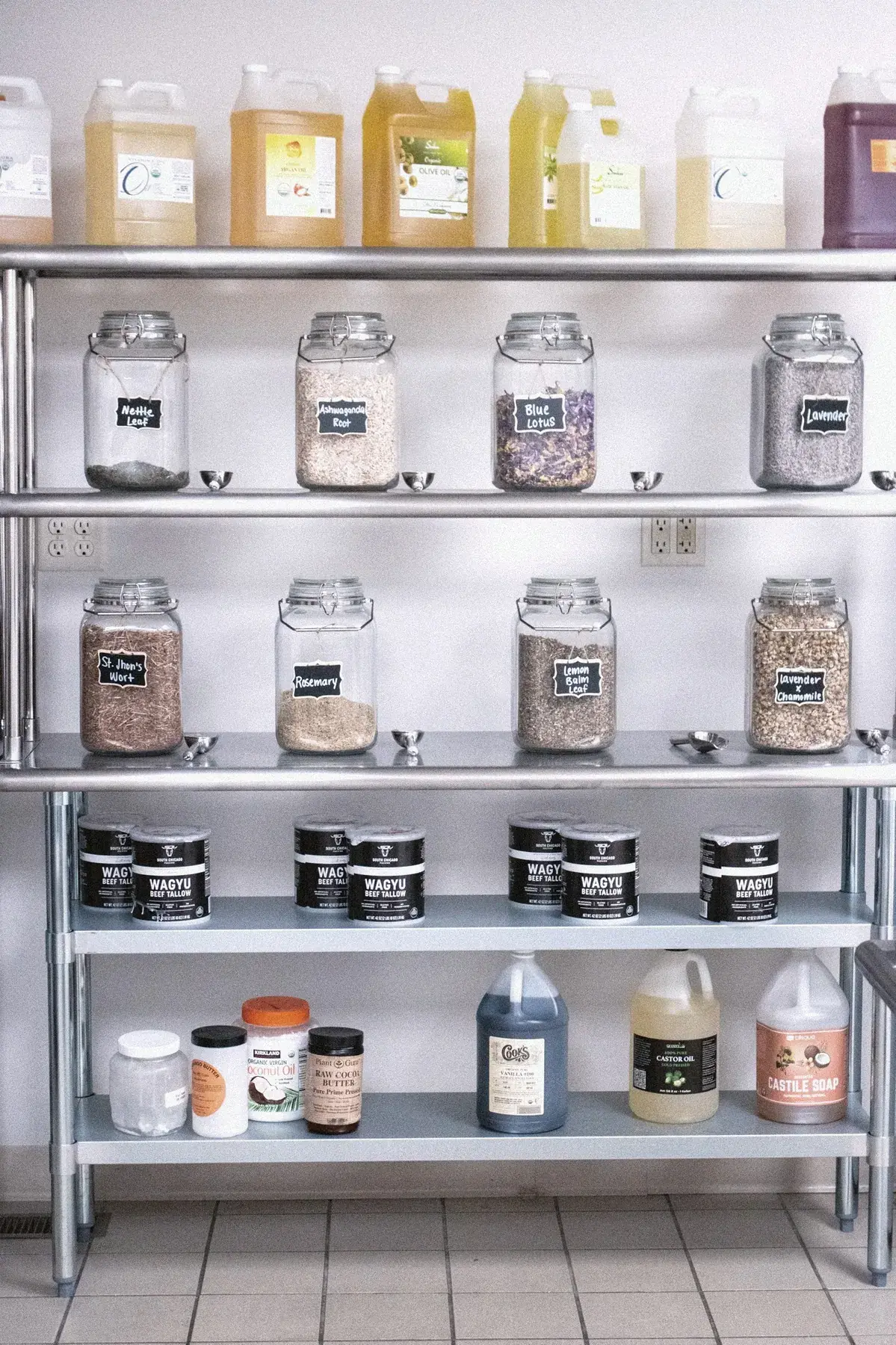 Organic oils, herbs, and wellness ingredients